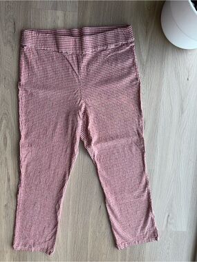 Free People Orange Pink Gingham Knit Kick-Flare Pants